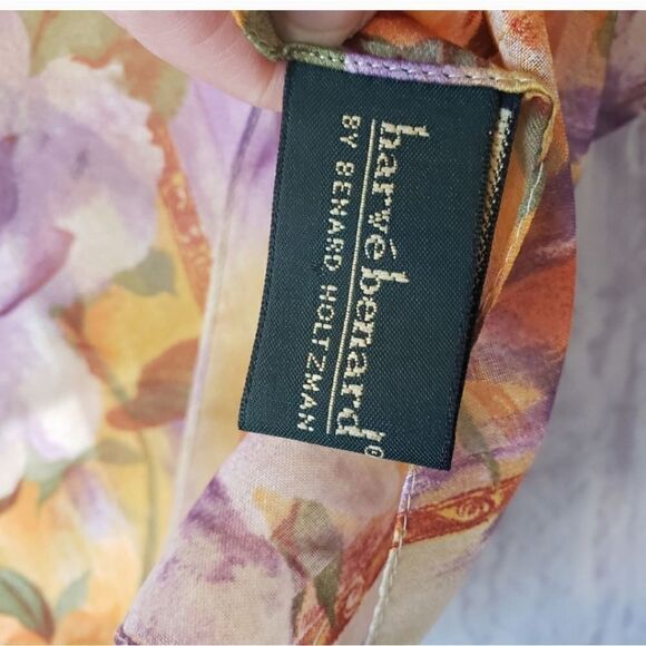 HARVE BENARD Floral Semi-Sheer Scarf Made In Italy Polyester - Picture 4 of 5